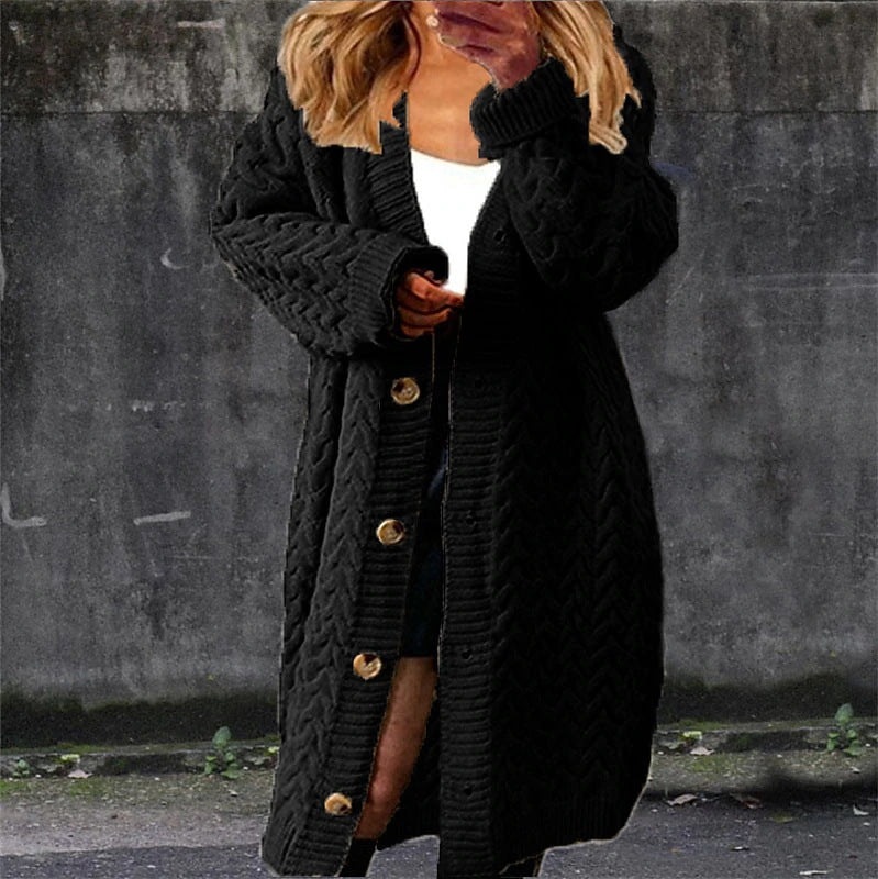 Damen Grobstrick-Jacke mit eleganten Knopfdetails und lässigem Schnitt Fudus