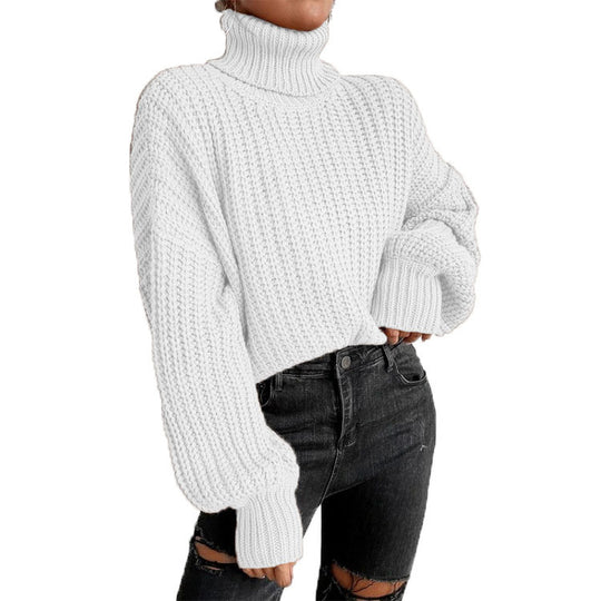 Damen kuscheliger Rollkragenpullover mit strukturiertem Strickmuster Fudus