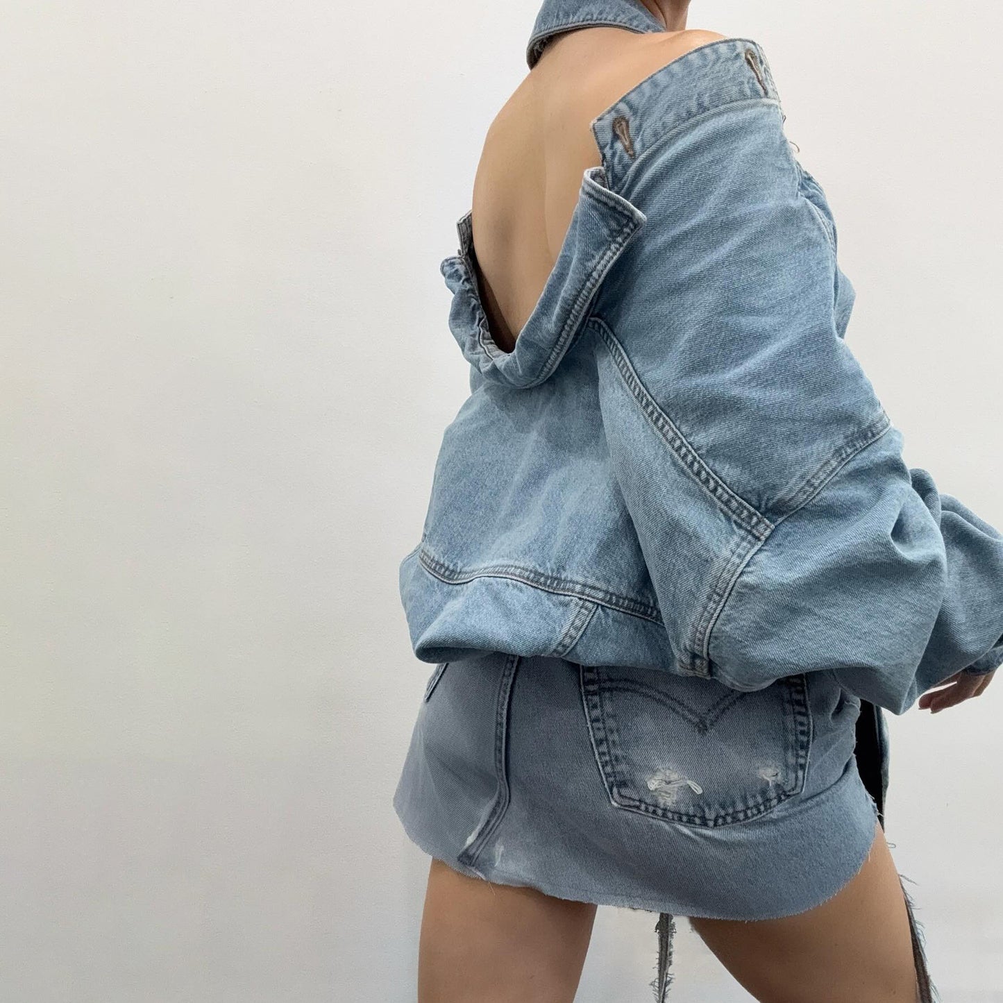 Damen Jeansjacke und Rock Set Fudus