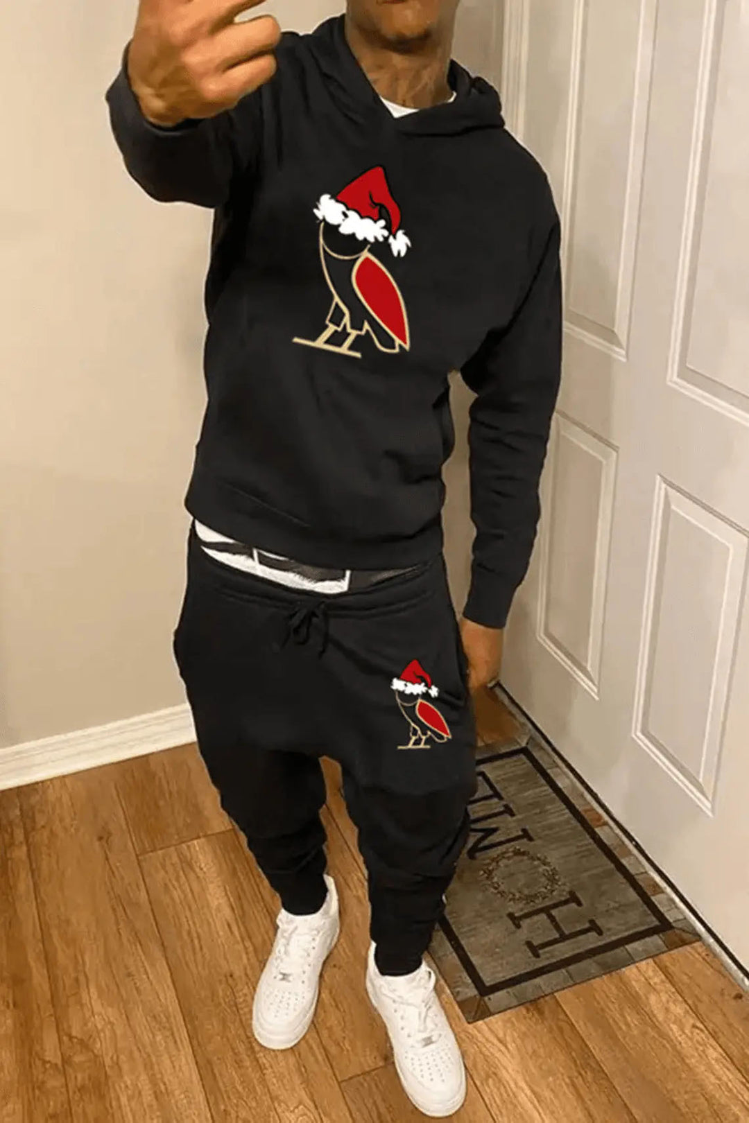 Damen Hoodie und Jogginghose Set mit festlichemDesign Fudus