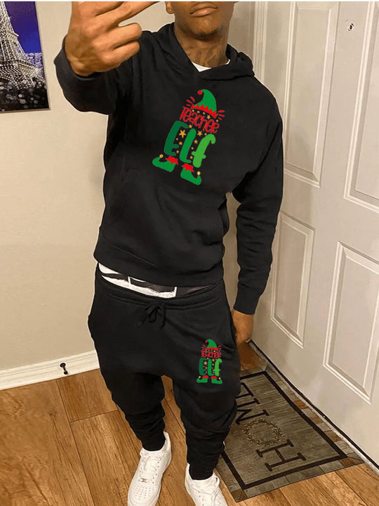 Damen Hoodie und Jogginghose Set mit festlichem Weihnachtsmotiv Fudus