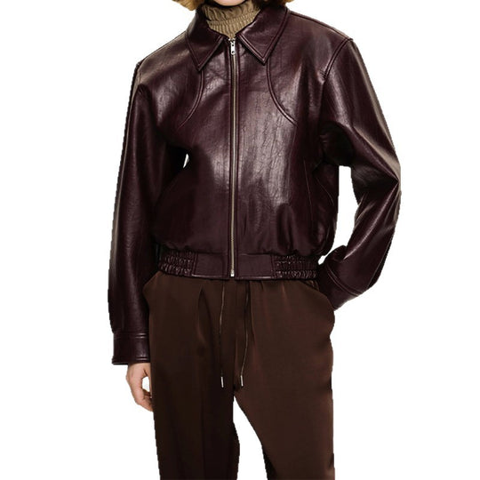 Damen Kunstlederjacke im sportlichen Schnitt mit elastischen Bündchen Fudus