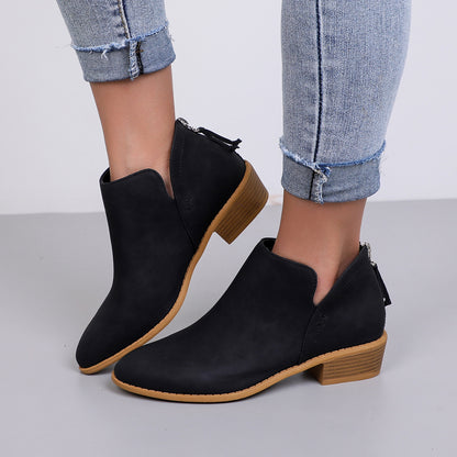 Damen modische Ankle Boots mit seitlichem Reißverschluss und dekorativen Quasten Fudus