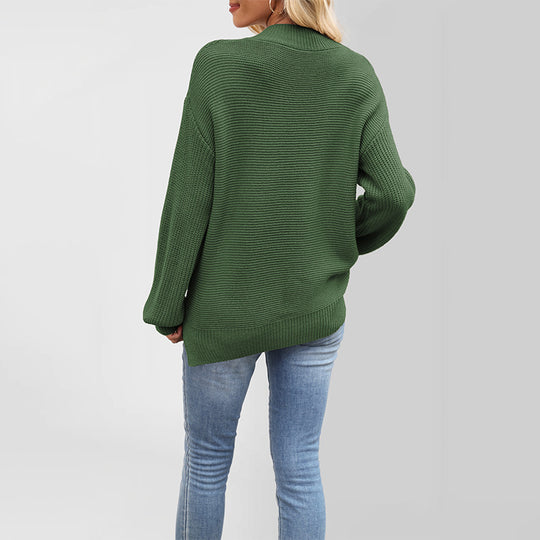 Damen Grobstrickpullover mit überschnittenen Schultern Fudus