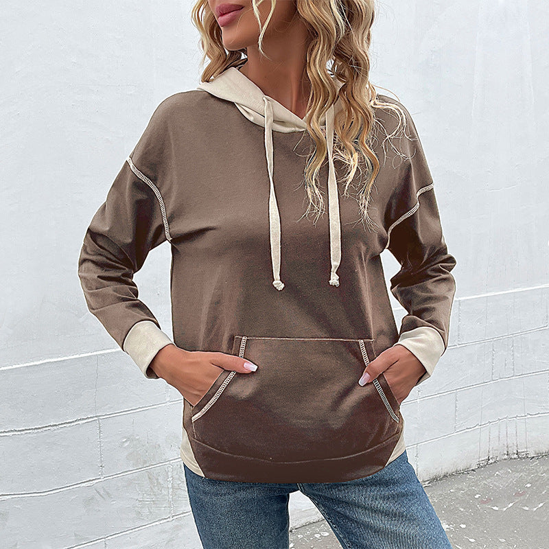 Damen Hoodie mit Kapuze und praktischen Taschen Fudus