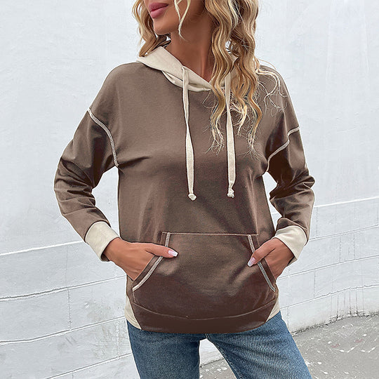 Damen Hoodie mit Kapuze und praktischen Taschen Fudus