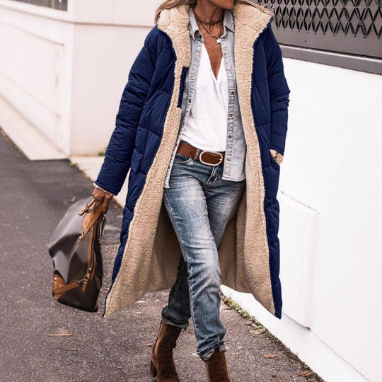 Damen Langer kuscheliger Wintermantel Fudus