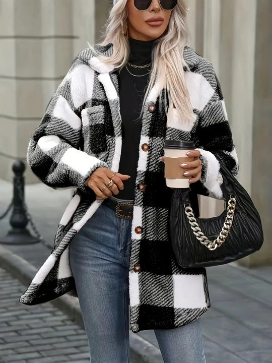 Damen Karierte Fleecejacke Fudus