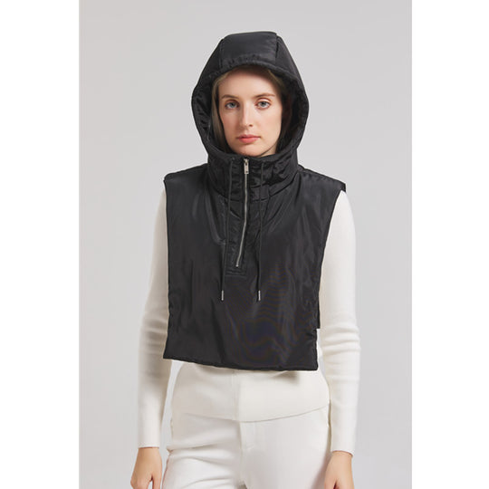 Damen Kapuzenweste mit hohem Kragen und verstellbarem Saum Fudus