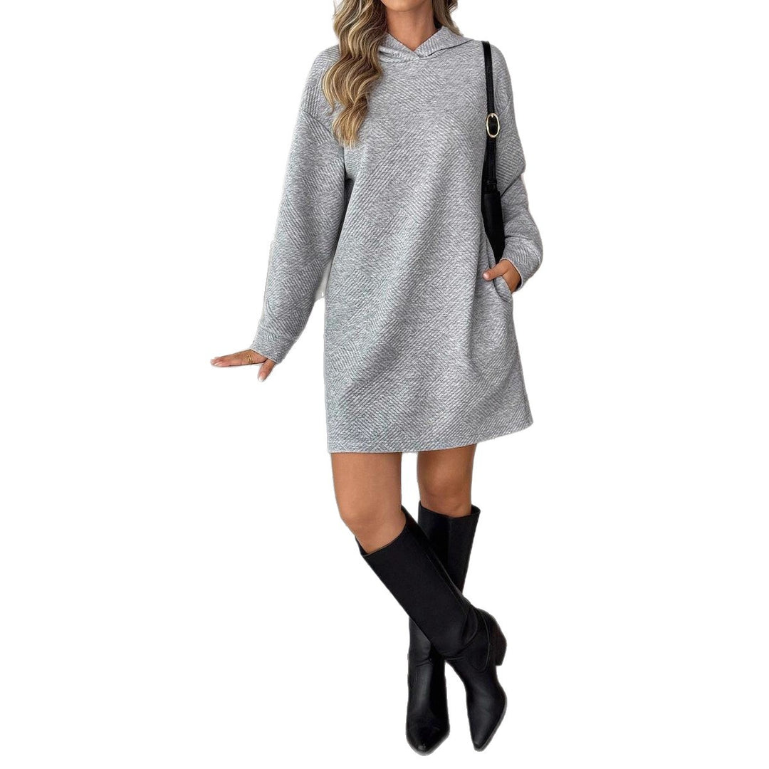 Damen Kapuzenkleid mit strukturiertem Gewebe und lässiger Passform Fudus