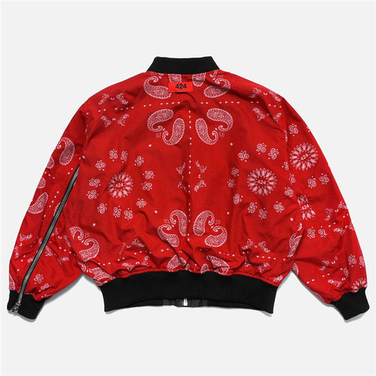 Damen lässige Bomberjacke im Bandana-Design mit elastischem Bündchen Fudus