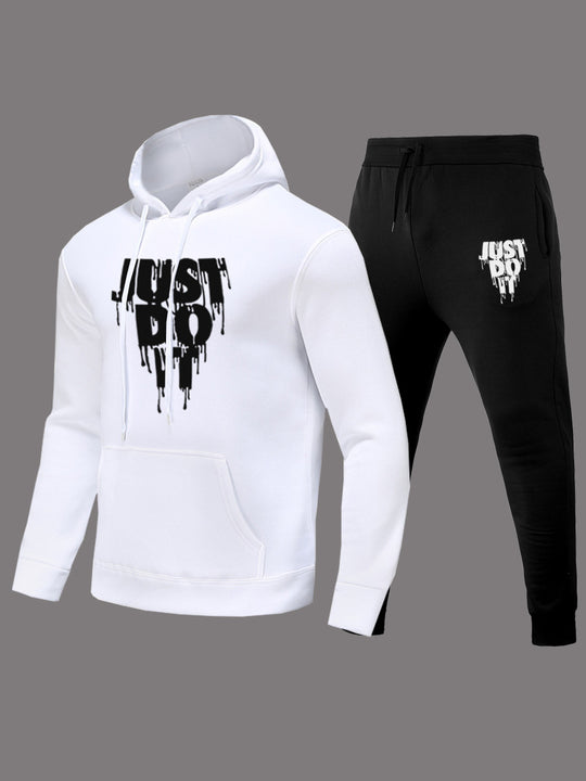 Damen Hoodie und Jogginghose Set mit modernem Grafikdruck Fudus