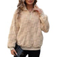 Damen Oversize Fleece-Pullover mit Zipper und Struktur Fudus