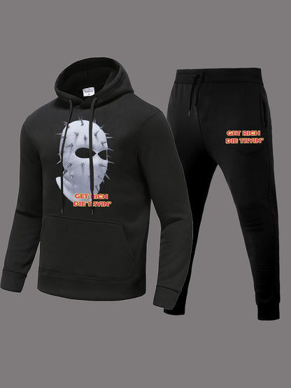 Damen Hoodie und Jogginghose Set mit künstlerischem Grafikdruck Fudus