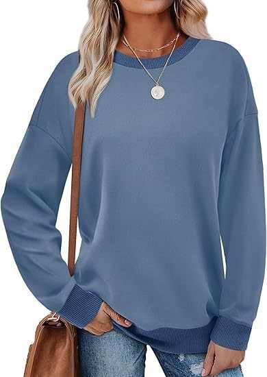 Damen lässiger Sweatshirt mit kontrastierenden Bündchen Fudus
