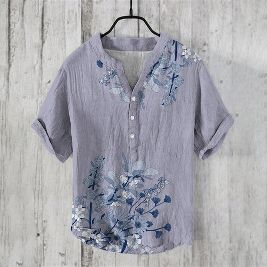 Fudus | Weinlese Fisch Japanische Kunst Leinenmischung Hemd