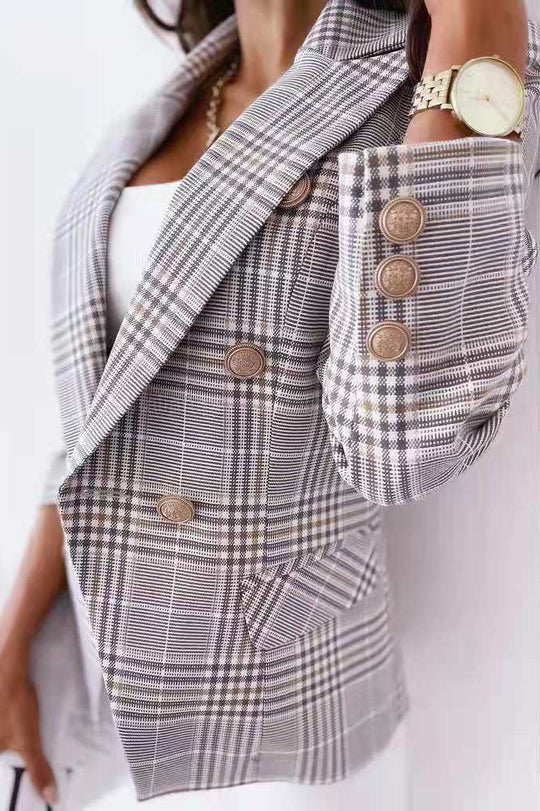 Damen Modischer Karierter Blazer Fudus