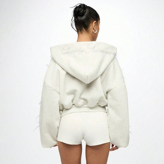 Damen lässige Bomberjacke mit dekorativen Schleifen Fudus