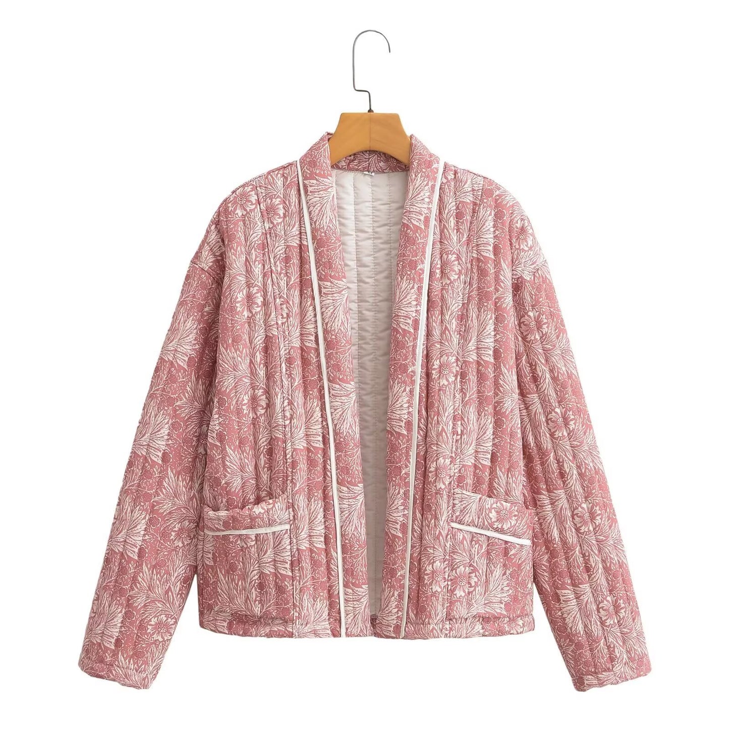 Damen gesteppter Kimono mit floralem Design Fudus