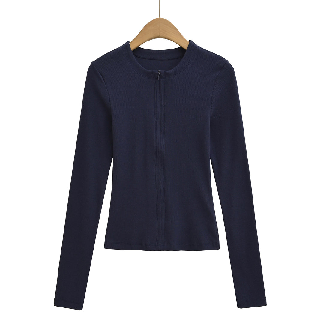 Damen langärmliges Zipper-Oberteil Fudus