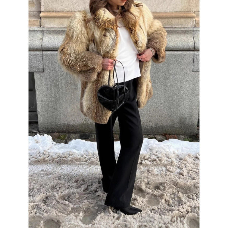 Damen Kunstfelljacke mit luxuriösen Details Fudus