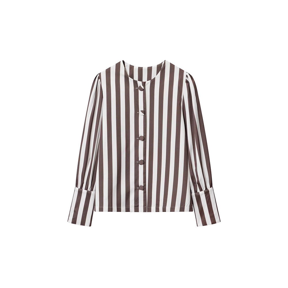 Damen Langarmbluse mit modernen Streifen Fudus