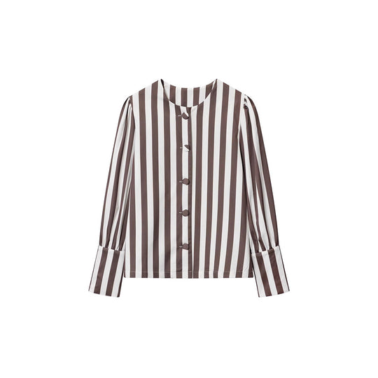 Damen Langarmbluse mit modernen Streifen Fudus