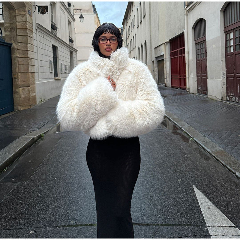 Damen Kuschelige Kurzjacke mit weichem Kunstfell Fudus