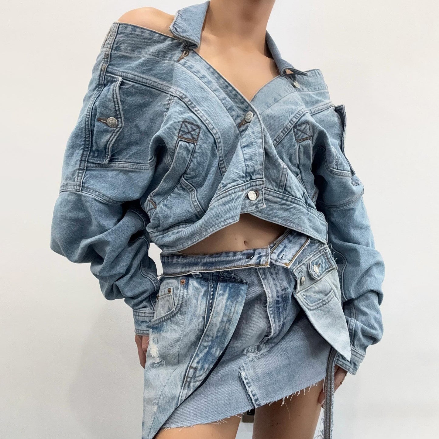 Damen Jeansjacke und Rock Set Fudus