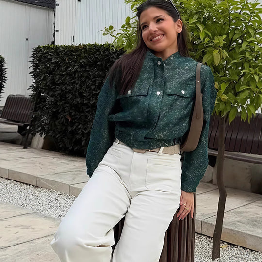 Damen Lässige Oversized-Jacke mit Knopfverschluss Fudus