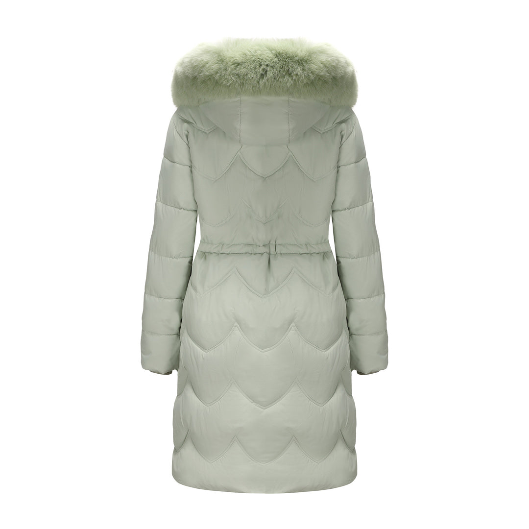 Damen isolierte Winterjacke mit abnehmbarer Kapuze und Plüschkragen Fudus