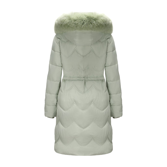 Damen isolierte Winterjacke mit abnehmbarer Kapuze und Plüschkragen Fudus