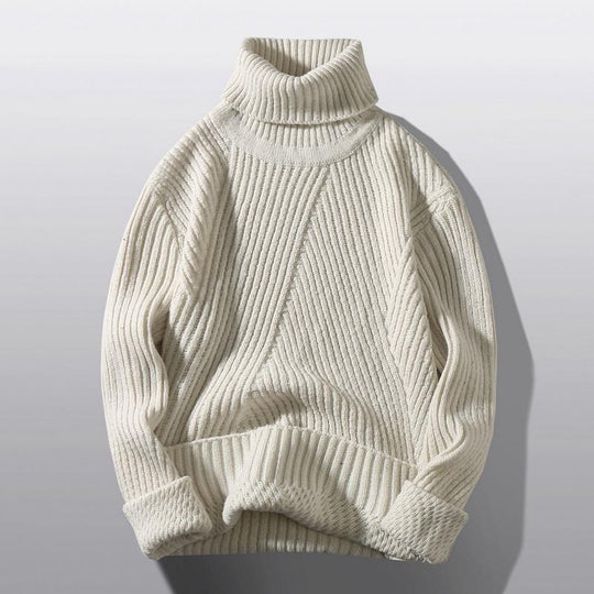 Damen Grobstrick-Rollkragenpullover mit aufwendigem Rippmuster Fudus