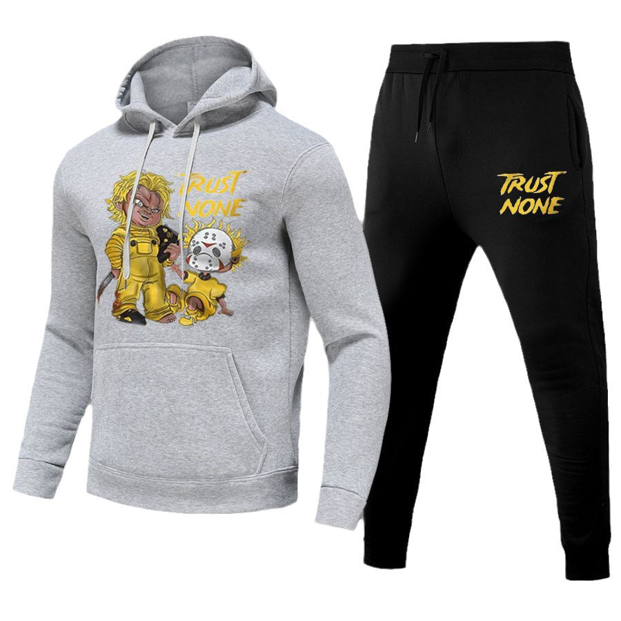 Damen Kapuzenpullover und Jogginghose Set mit kreativem Druckdesign Fudus