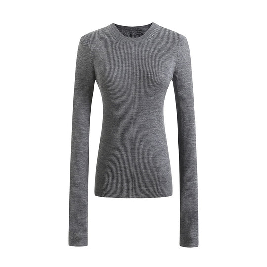 Damen langärmliges Ripp-T-Shirt