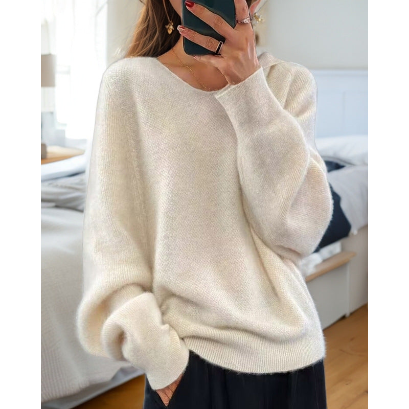 Damen gemütlicher Cashmere Pullover Fudus