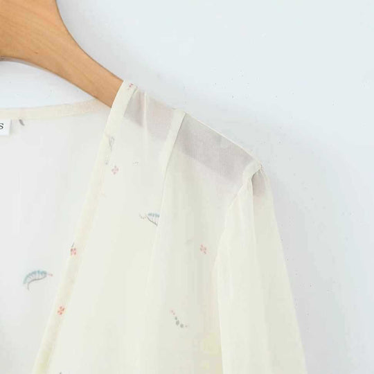 Damen lässige Bluse mit eleganten Glockenärmeln und floralem Design Fudus