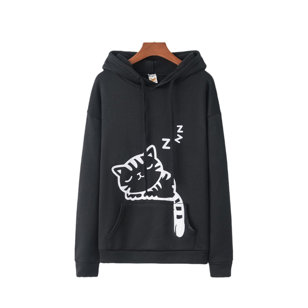 Damen Kapuzenpullover mit niedlichem Katzenmotiv Fudus