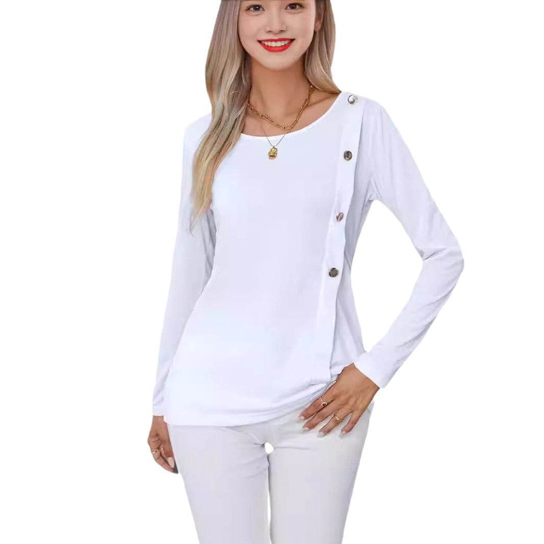 Damen Langarmshirt mit raffinierten Knopfdetails Fudus