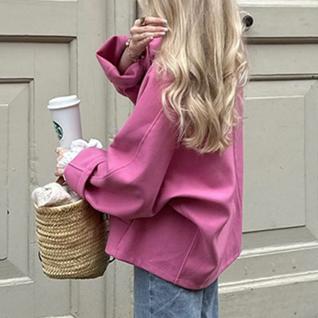 Damen lässige Oversized-Jacke mit praktischen Knöpfen und weitem Schnitt Fudus