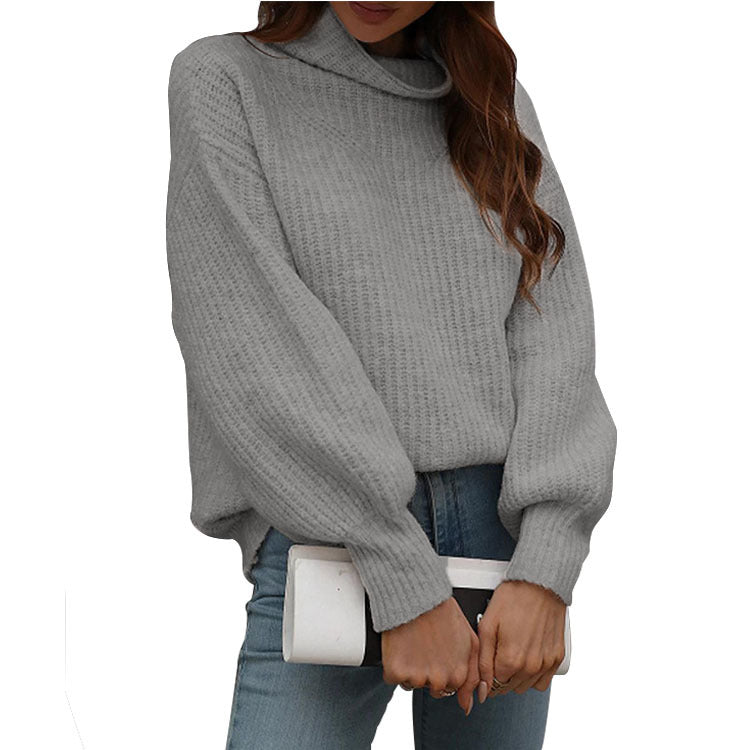 Damen Grobstrickpullover mit weitem Kragen Fudus