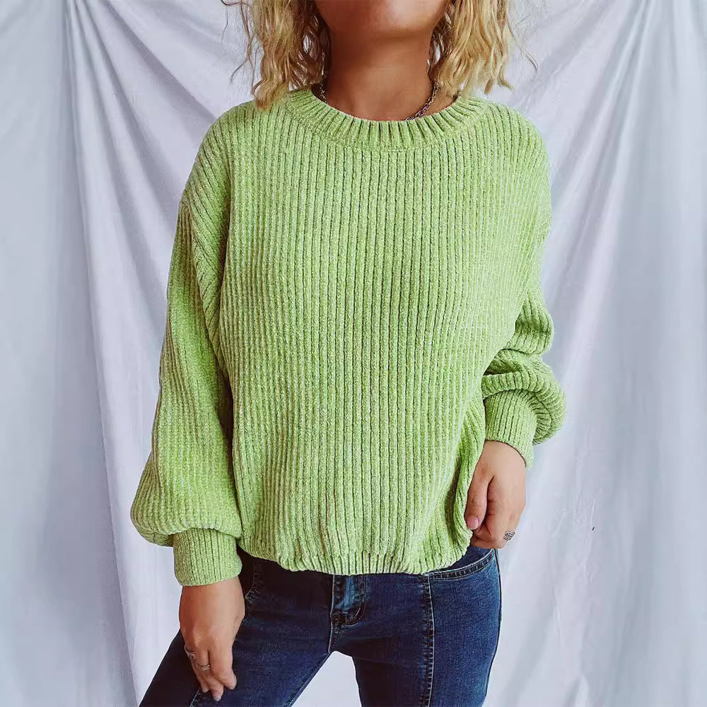 Damen Grobstrickpullover mit weitem Schnitt und strukturiertem Design Fudus