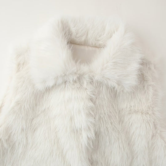 Damen kuschelige Weste aus Kunstpelz mit elegantem Stehkragen Fudus