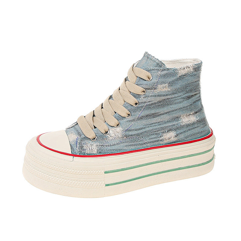 Damen high-top Baumwoll-Sneaker mit modischem Plateau Fudus