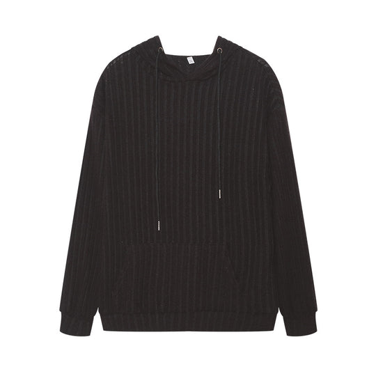 Damen Kapuzenpullover mit Rippstruktur und Kängurutasche Fudus