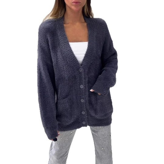 Damen kuschelige Strickjacke mit oversized Passform Fudus