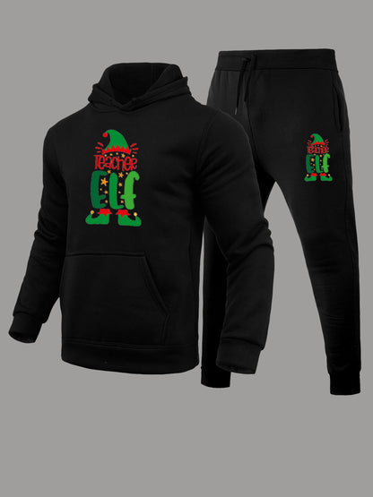 Damen Hoodie und Jogginghose Set mit festlichem Weihnachtsmotiv Fudus