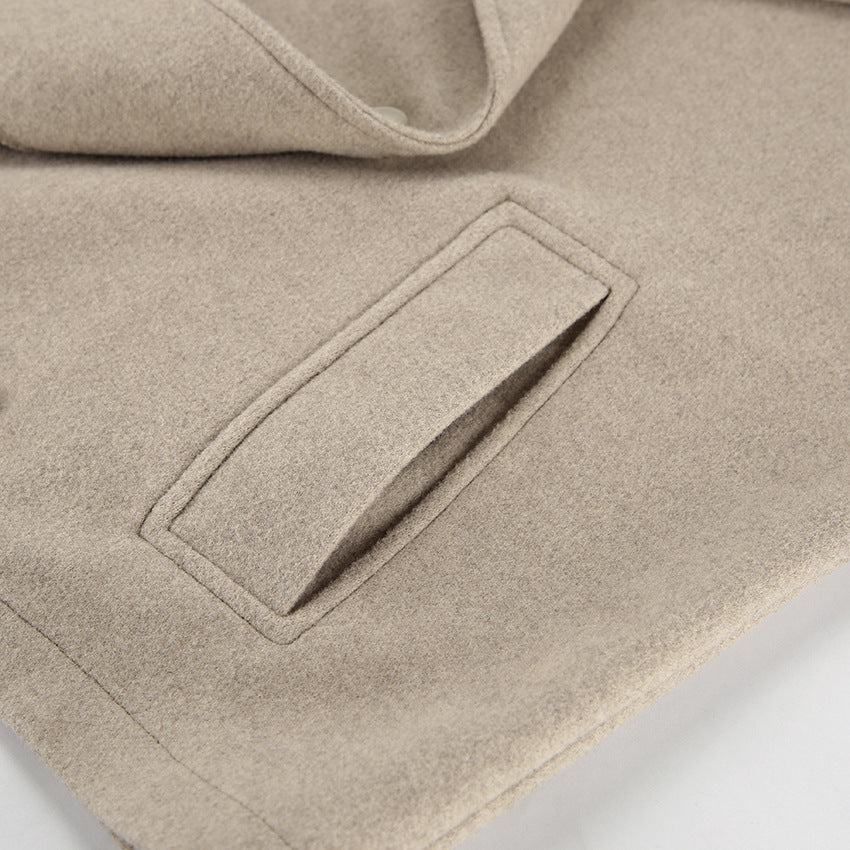 Damen lässige Oversized-Jacke mit breitem Kragen und Knopfdetails Fudus