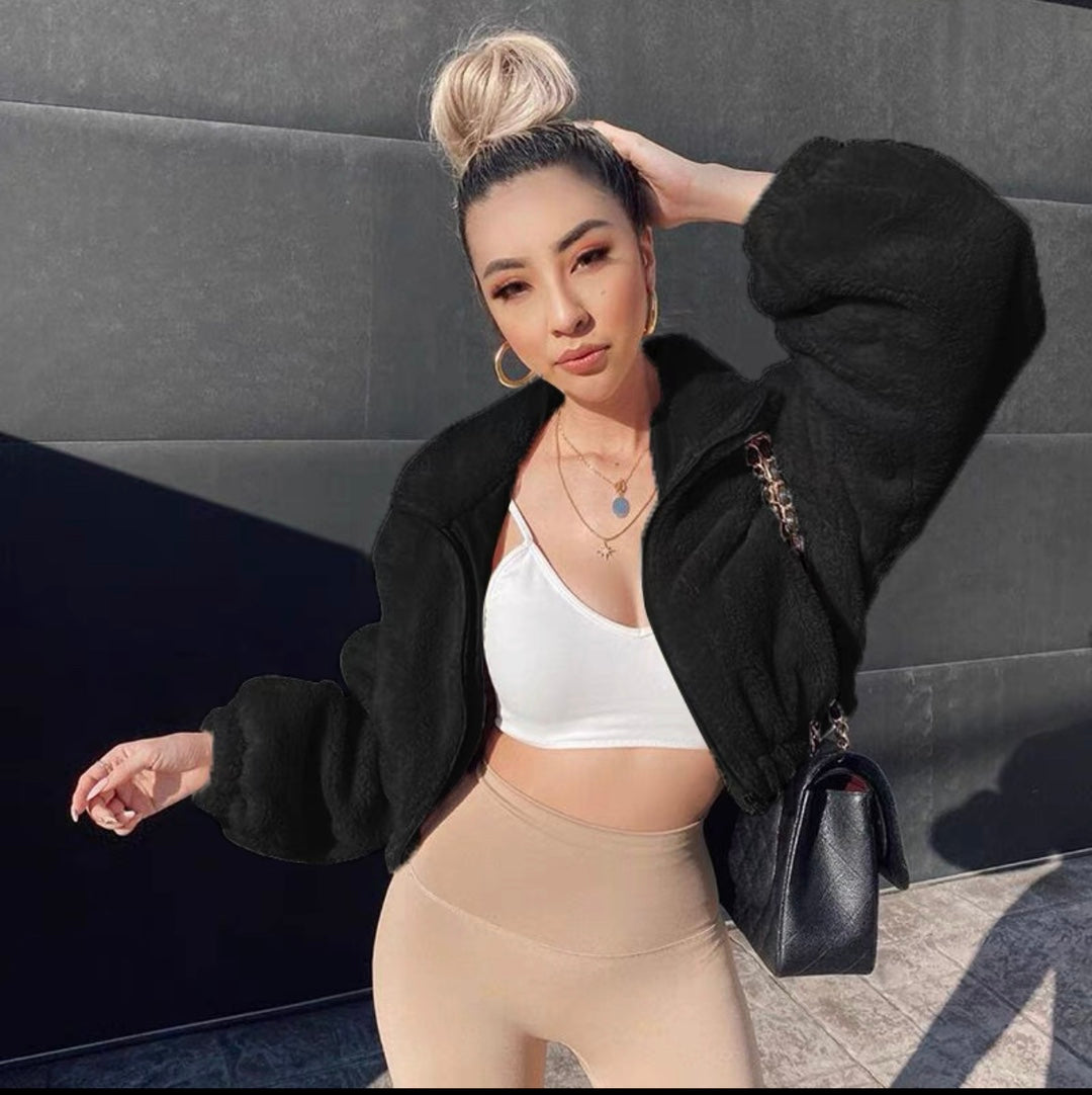 Damen kuschelige Fleecejacke mit oversized Schnitt Fudus