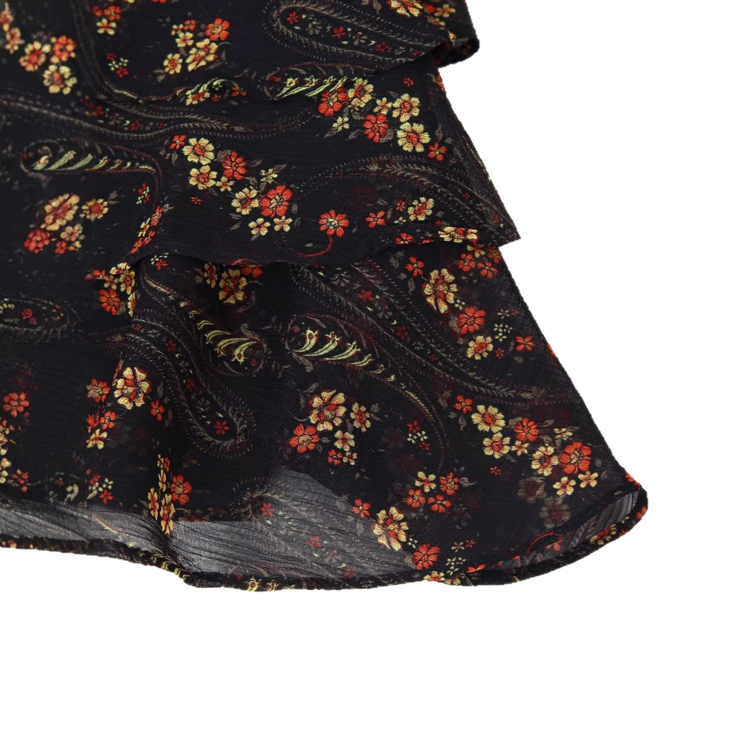 Damen Kleid mit voluminösen Rüschenärmeln und floralem Design Fudus